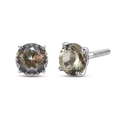 Rhapsody - 950 Platinum AAAA Turkizite Solitaire Stud Push Post Earring with Screw Back 4.75 Ct, Platinum Wt. 1.30 Gms
