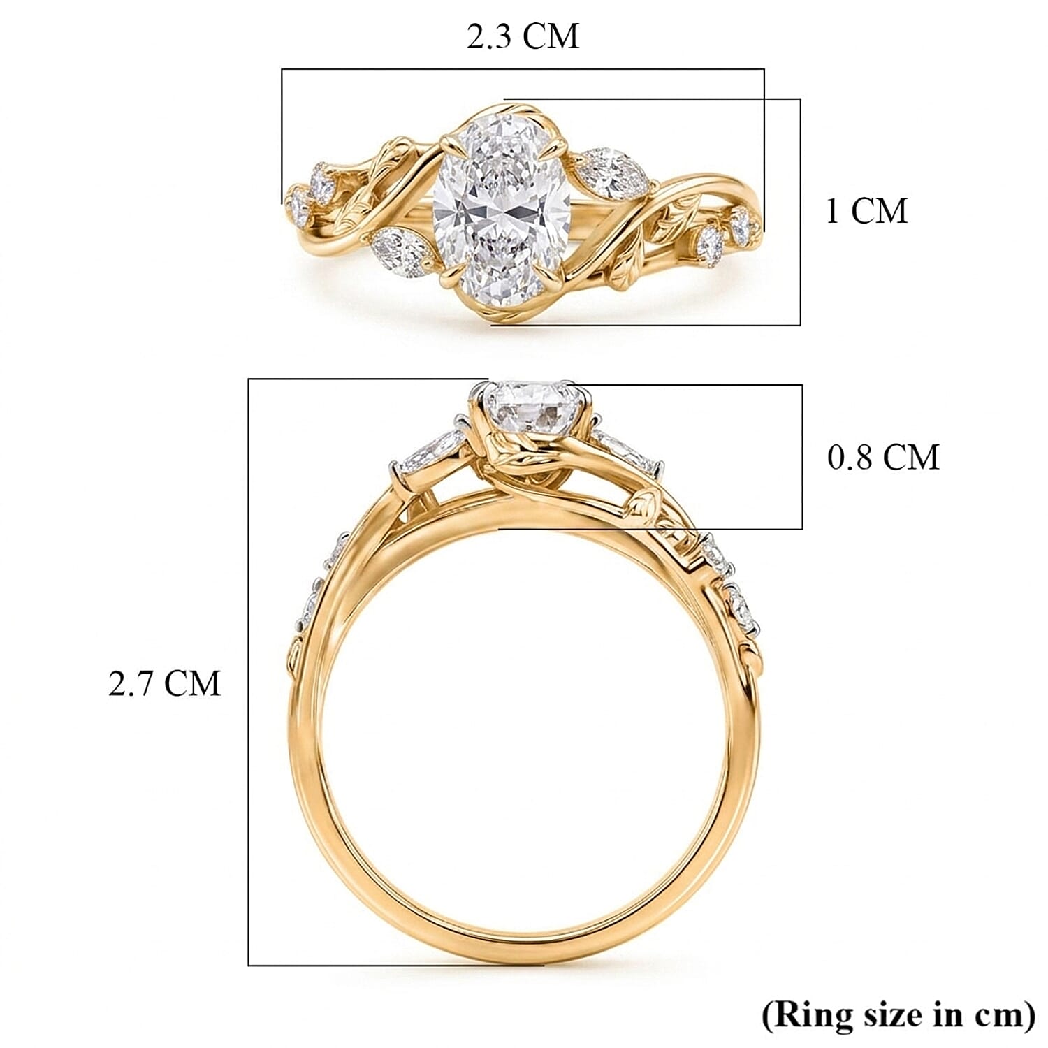 Luxuriant - SGL Certified Lab Grown Diamond (SI-G-H) Ring in 18K Vermeil Yellow Gold Plated Sterling Silver 1.30 Ct.