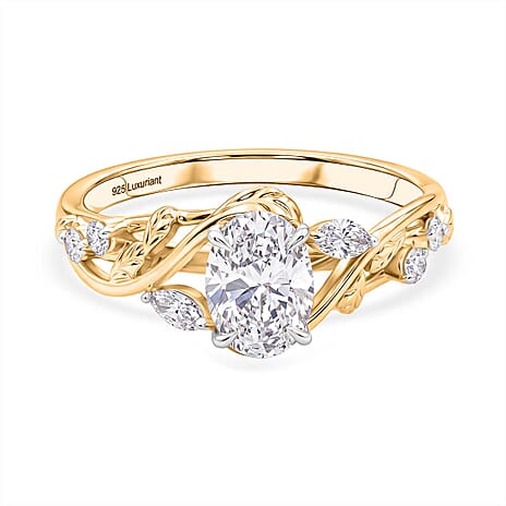 Luxuriant - SGL Certified Lab Grown Diamond (SI-G-H) Ring in 18K Vermeil Yellow Gold Plated Sterling Silver 1.30 Ct.