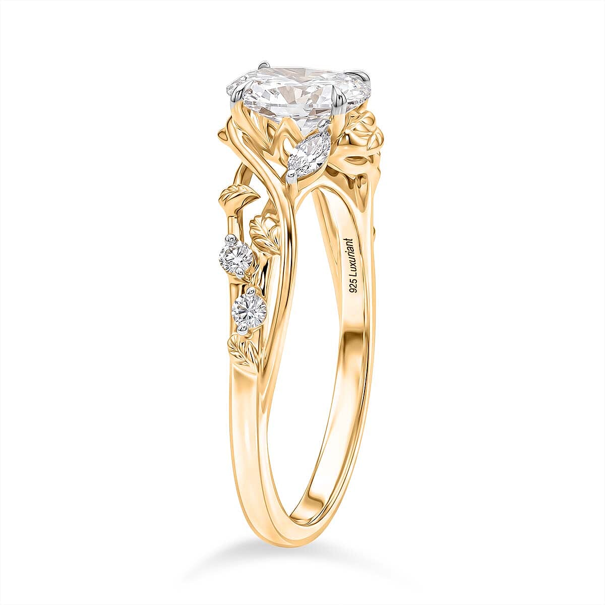 Luxuriant - SGL Certified Lab Grown Diamond (SI-G-H) Ring in 18K Vermeil Yellow Gold Plated Sterling Silver 1.30 Ct.