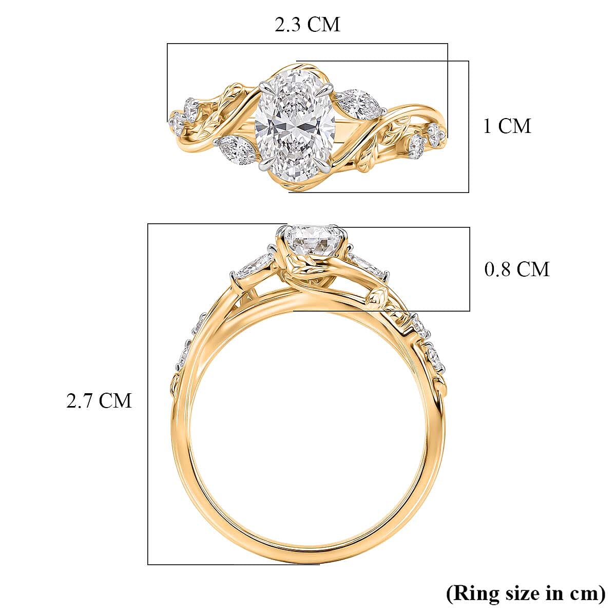 Luxuriant - SGL Certified Lab Grown Diamond (SI-G-H) Ring in 18K Vermeil Yellow Gold Plated Sterling Silver 1.30 Ct.