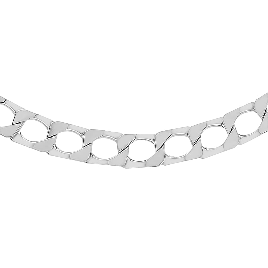 Sterling Silver Flat Square Curb Chain (Size - 18) with Lobster Clasp, Silver Wt. 25.00 Gms