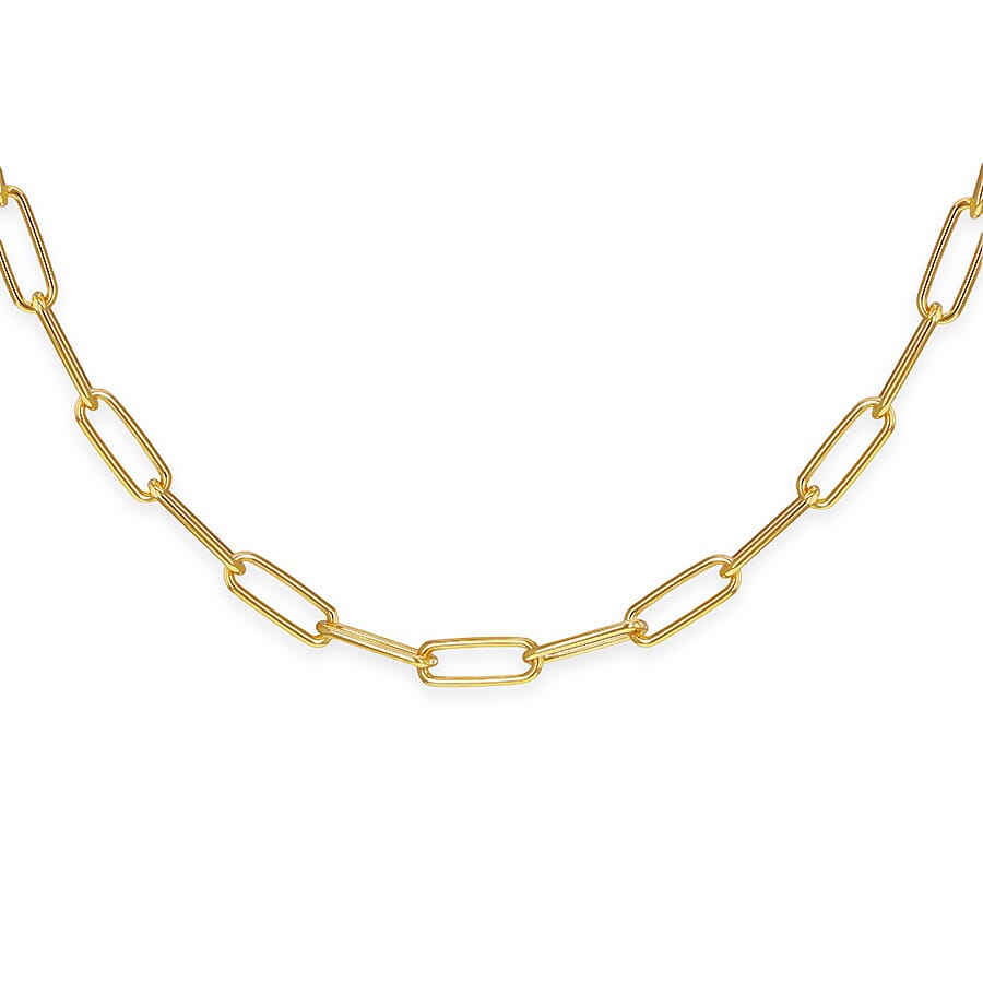 Paper Chain (Size - 20) with Lobster Clasp in Vermeil Yellow Gold Plated Sterling Silver, Silver Wt. 14.40 Gms