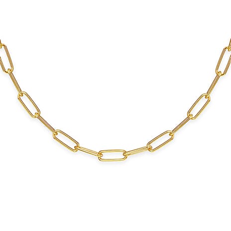 Paper Chain (Size - 18) with Lobster Clasp in Vermeil Yellow Gold Plated Sterling Silver, Silver Wt. 12.85 Gms