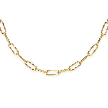 Paper Clip Necklace with Lobster Clasp in Yellow Gold Sterling Silver Paper Clip Necklace with Lobster Clasp in Yellow Gold Sterling Silver