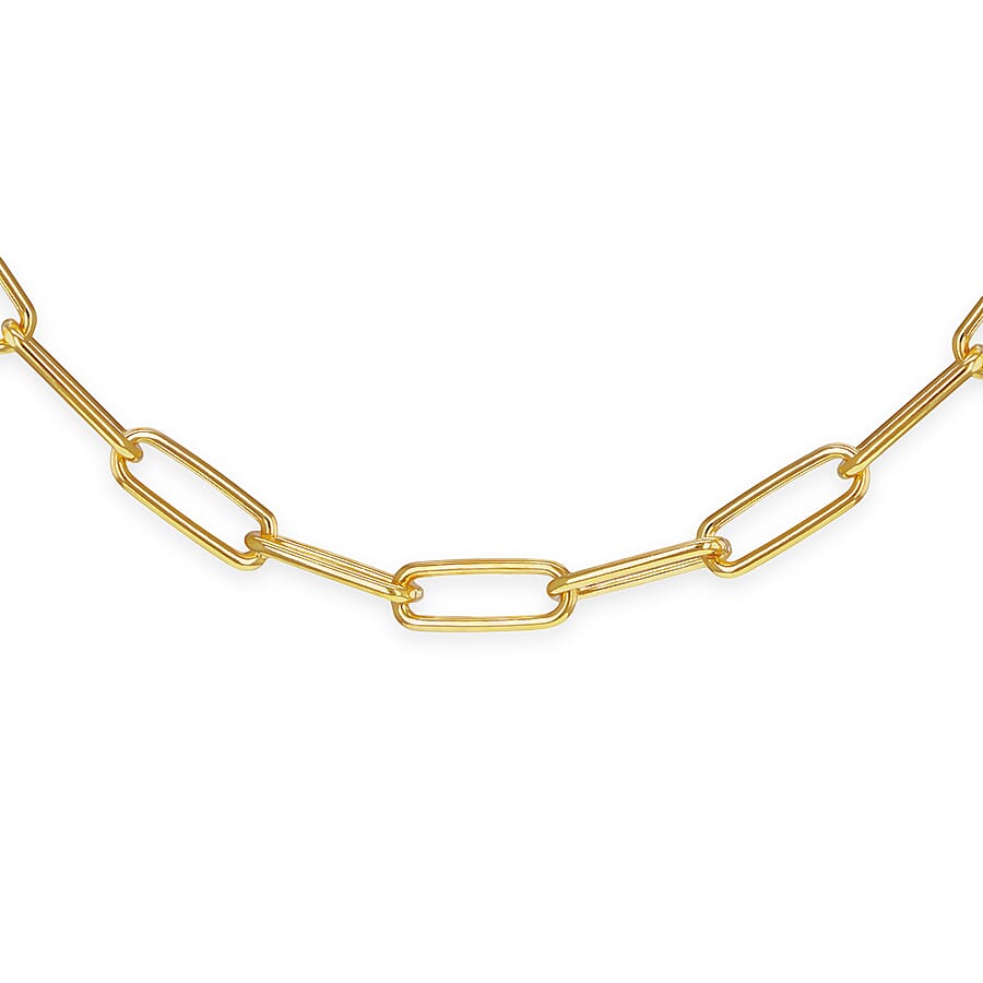 Paper Chain (Size - 20) with Lobster Clasp in Vermeil Yellow Gold Plated Sterling Silver, Silver Wt. 14.40 Gms