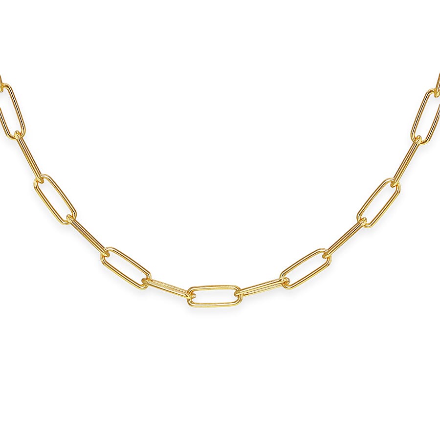 Paper Chain (Size - 20) with Lobster Clasp in Vermeil Yellow Gold Plated Sterling Silver, Silver Wt. 14.40