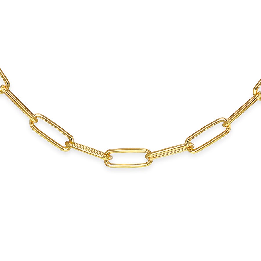 Paper Chain (Size - 20) with Lobster Clasp in Vermeil Yellow Gold Plated Sterling Silver, Silver Wt. 14.40