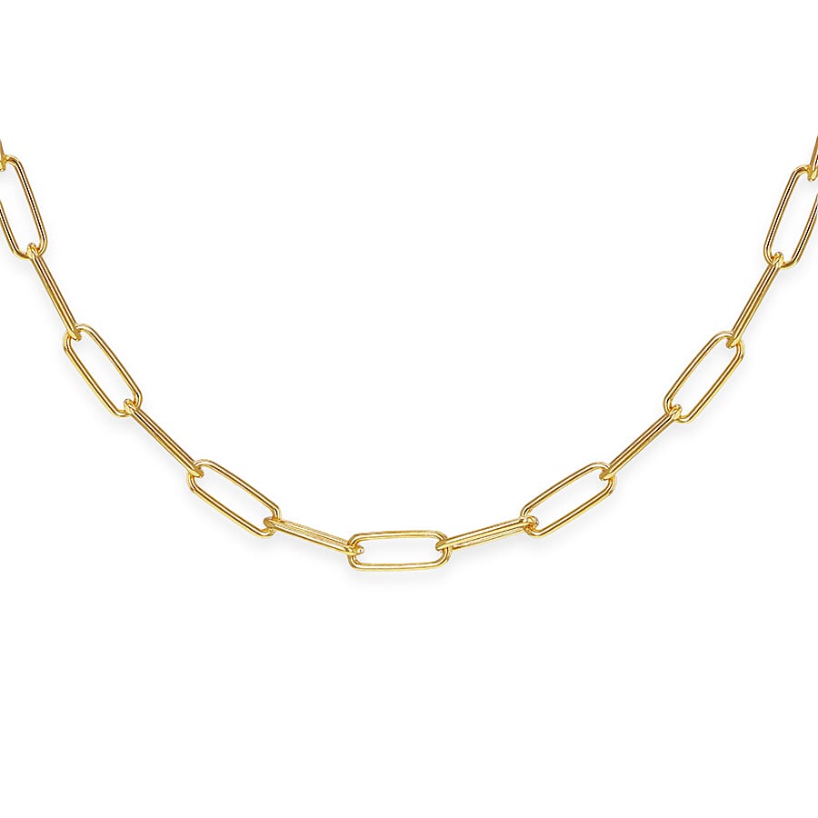 Paper Chain (Size - 22) with Lobster Clasp in Vermeil Yellow Gold Plated Sterling Silver, Silver Wt. 15.65