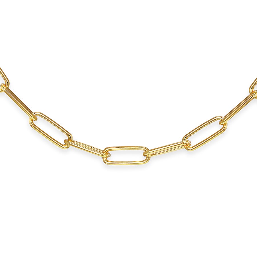 Paper Chain (Size - 22) with Lobster Clasp in Vermeil Yellow Gold Plated Sterling Silver, Silver Wt. 15.65