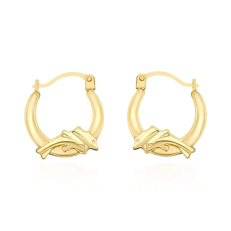 9K Yellow Gold Dolphin Creole Earring with Clasp