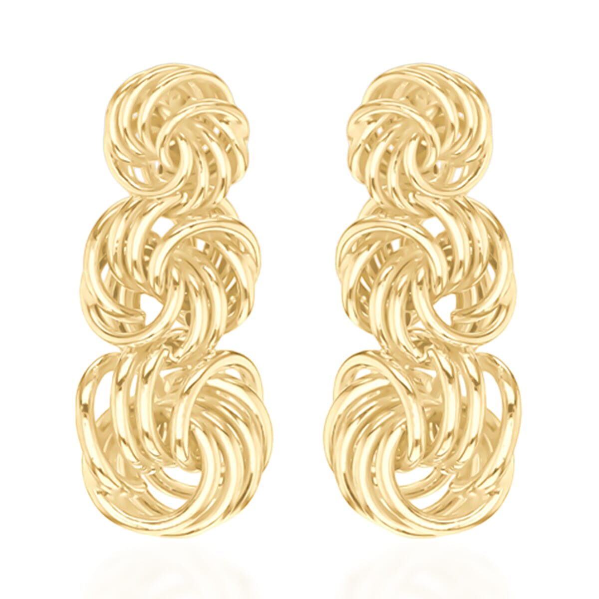 9K Yellow Gold Graduated Rose Drop Earring with Push Back