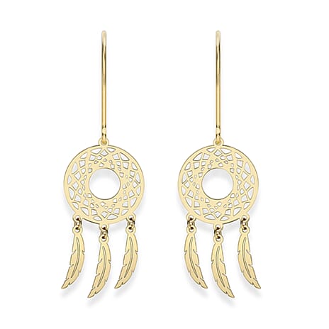9K Yellow Gold Dreamcatcher Drop Earring with Hook