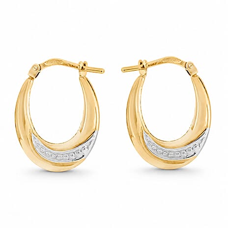 Close Out Deal-  Oval Creole Gold Overlay in  Sterling Silver Earring
