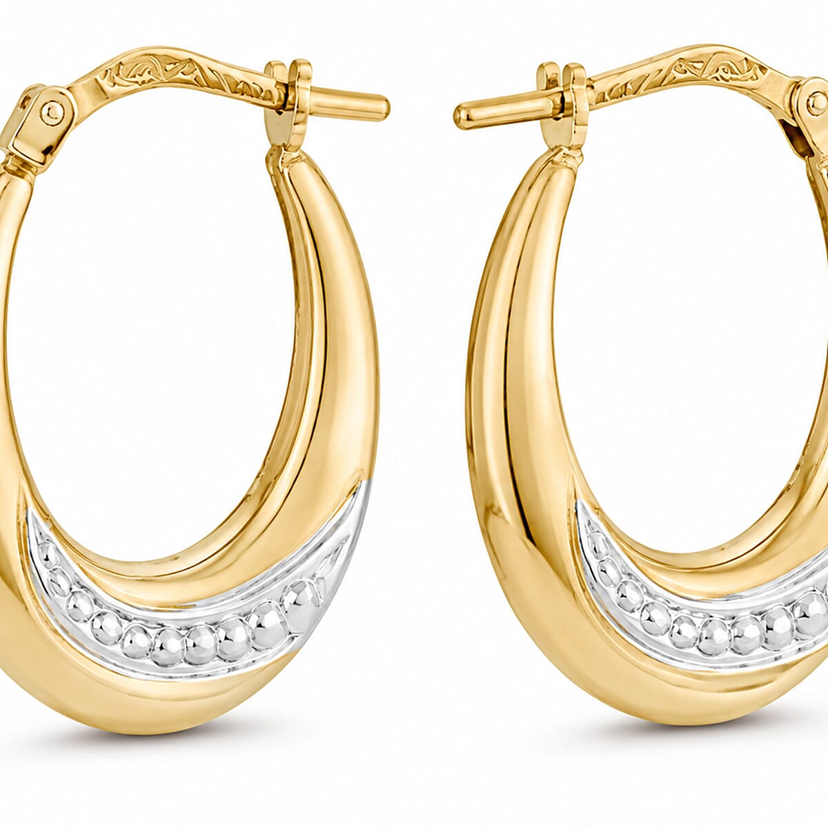 Close Out Deal - Oval Creole Gold Overlay in Sterling Silver Earring