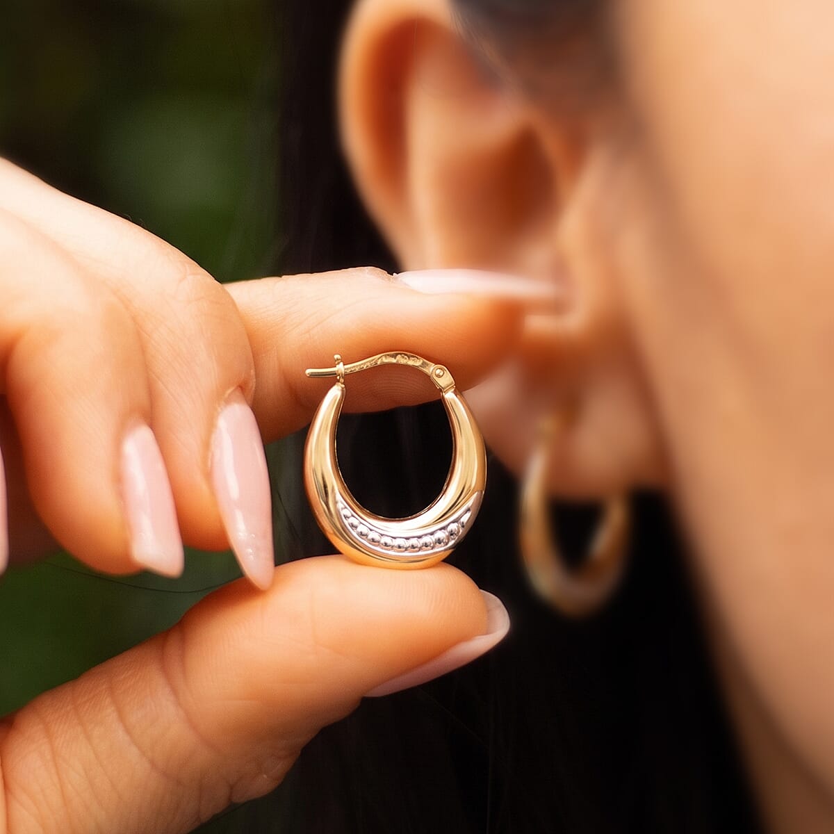 Close Out Deal - Oval Creole Gold Overlay in Sterling Silver Earring