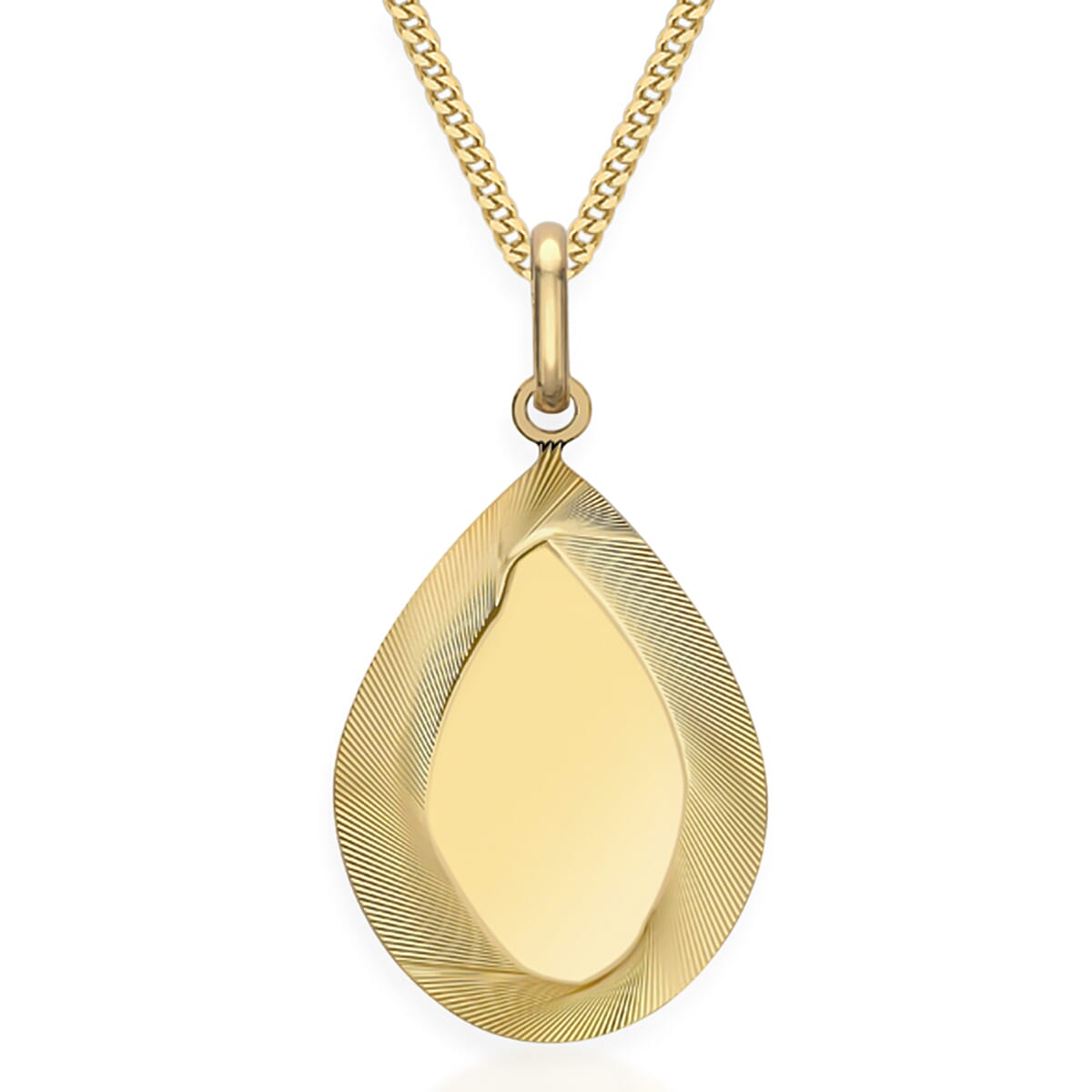 9K Yellow Gold Concertinaed Edge Teardrop Pendant