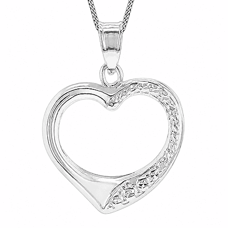9K White Gold Open Heart Pendant
