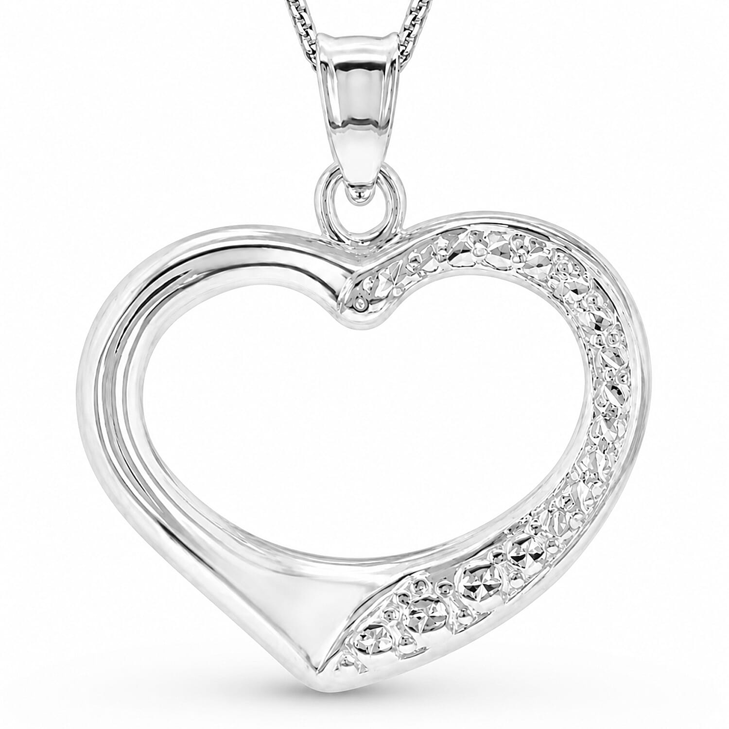 9K White Gold Open Heart Pendant