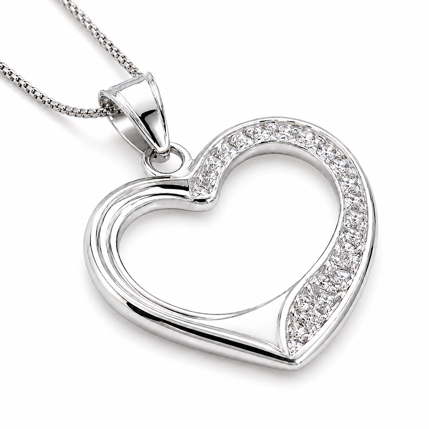 9K White Gold Open Heart Pendant
