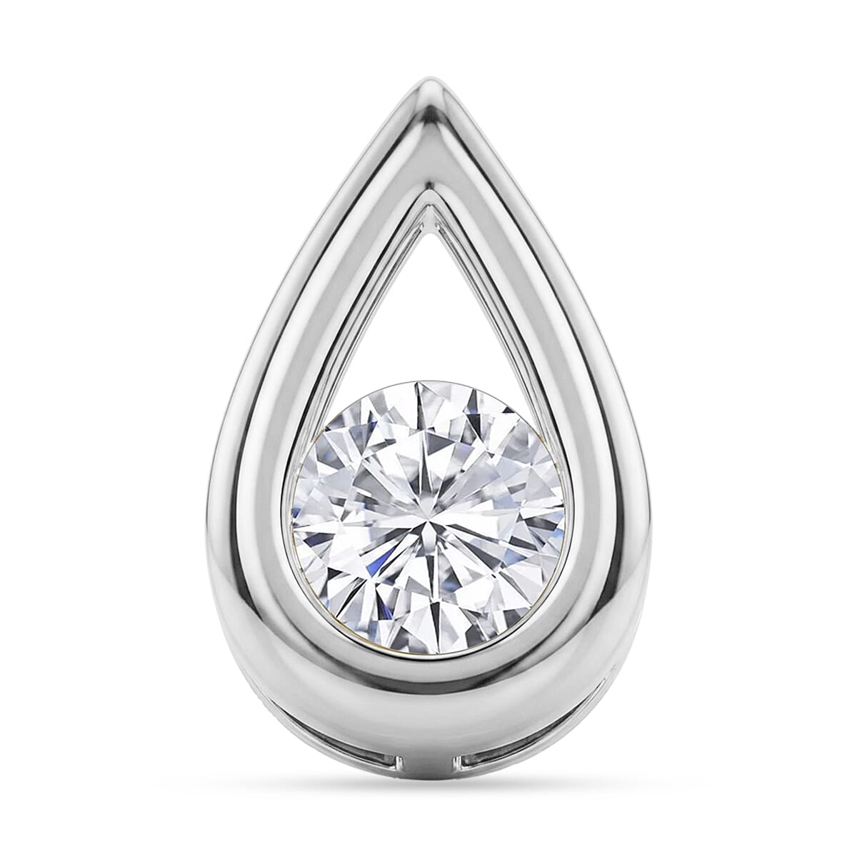 D'Joy - GRA Certified Moissanite Solitaire Pendant in Rhodium Overlay Sterling Silver