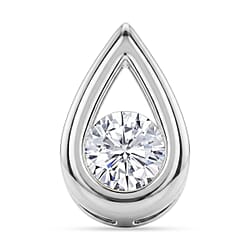 D'Joy - GRA Certified Moissanite Solitaire Pendant in Rhodium Overlay Sterling Silver