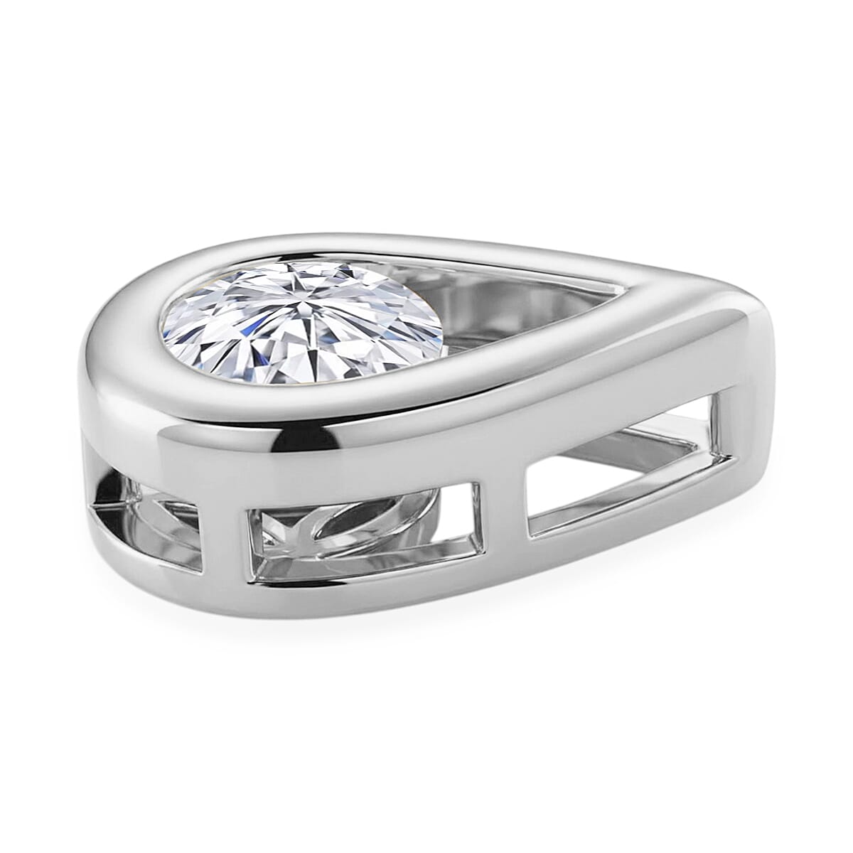 D'Joy - GRA Certified Moissanite Solitaire Pendant in Rhodium Overlay Sterling Silver
