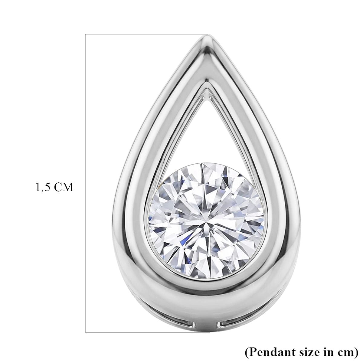 D'Joy - GRA Certified Moissanite Solitaire Pendant in Rhodium Overlay Sterling Silver