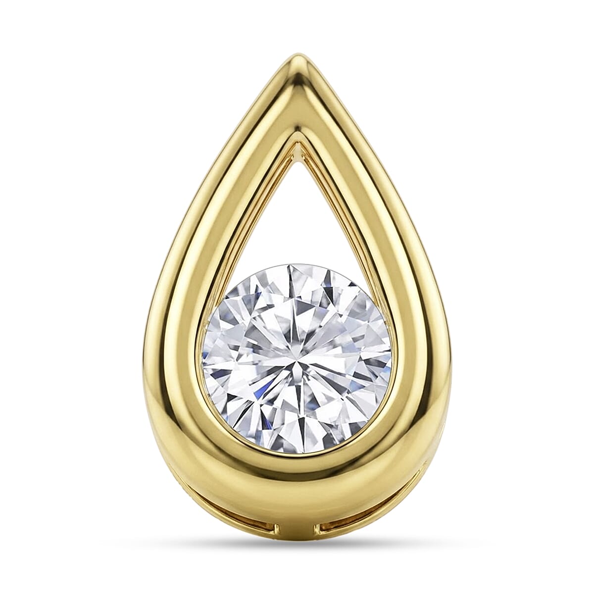 D'Joy - GRA Certified Moissanite Solitaire Pendant in Yellow Gold Plated Sterling Silver