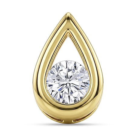 D'Joy - GRA Certified Moissanite Solitaire Pendant in Yellow Gold Plated Sterling Silver