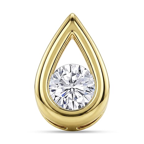 D'Joy - GRA Certified Moissanite Solitaire Pendant in Yellow Gold Plated Sterling Silver