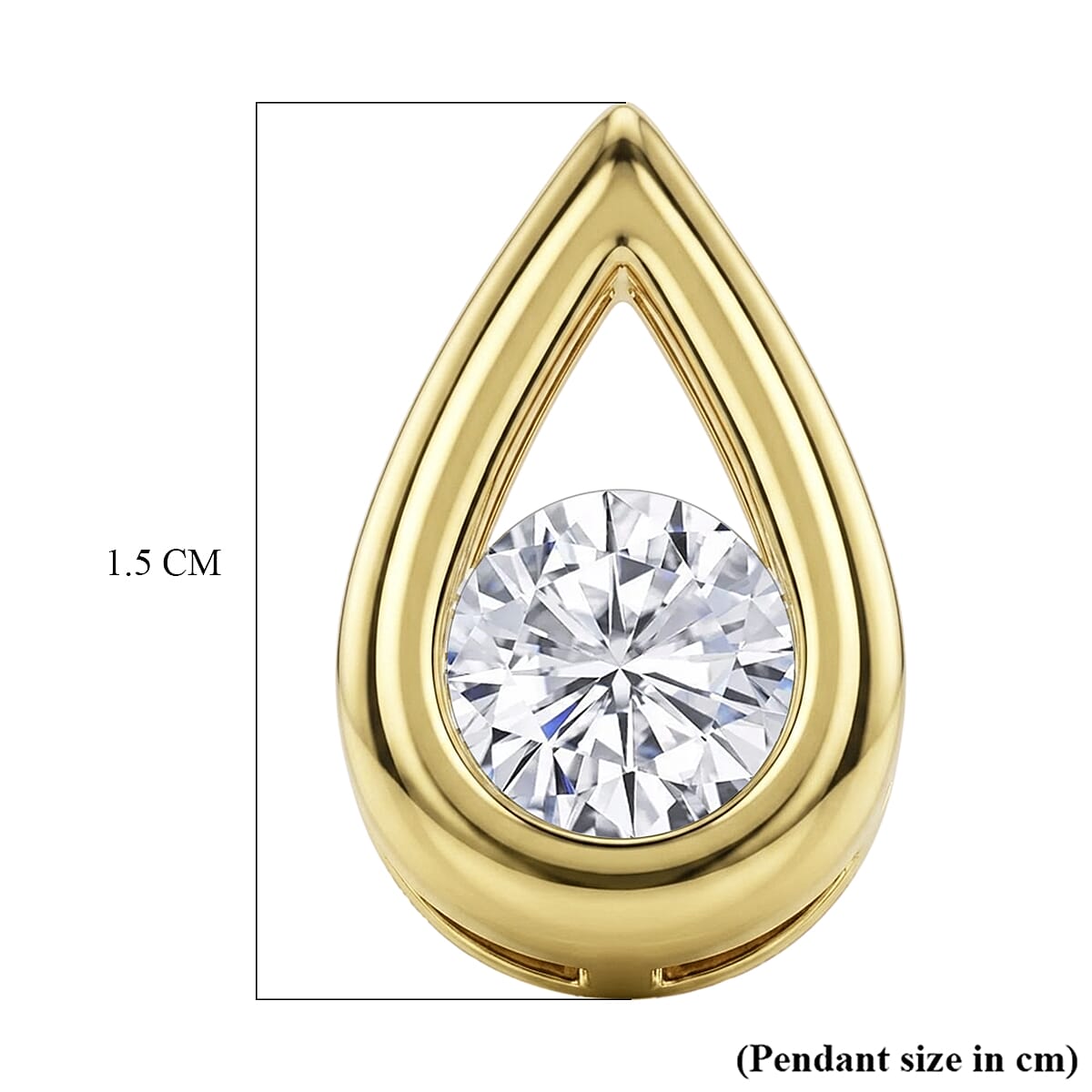D'Joy - GRA Certified Moissanite Solitaire Pendant in Yellow Gold Plated Sterling Silver