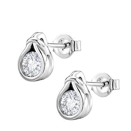 D'Joy - GRA Certified Moissanite Solitaire Stud Push Post Earring in Rhodium Overlay Sterling Silver D'Joy - GRA Certified Moissanite Solitaire Stud Push Post Earring in Rhodium Overlay Sterling Silver