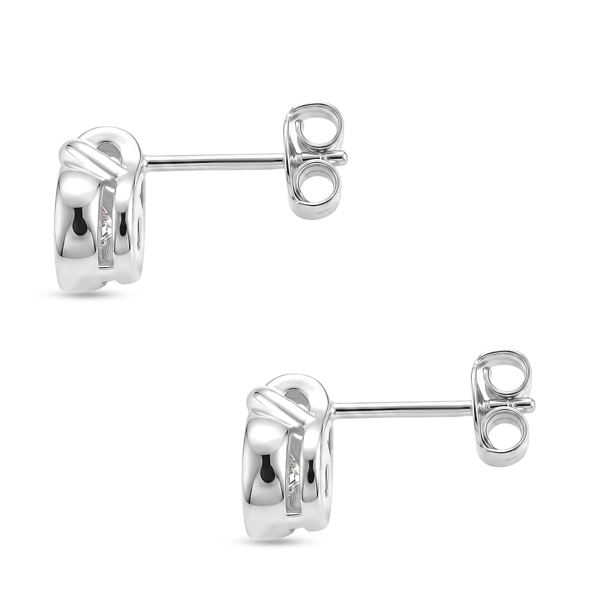 D'Joy - GRA Certified Moissanite Solitaire Stud Push Post Earring in Rhodium Overlay Sterling Silver