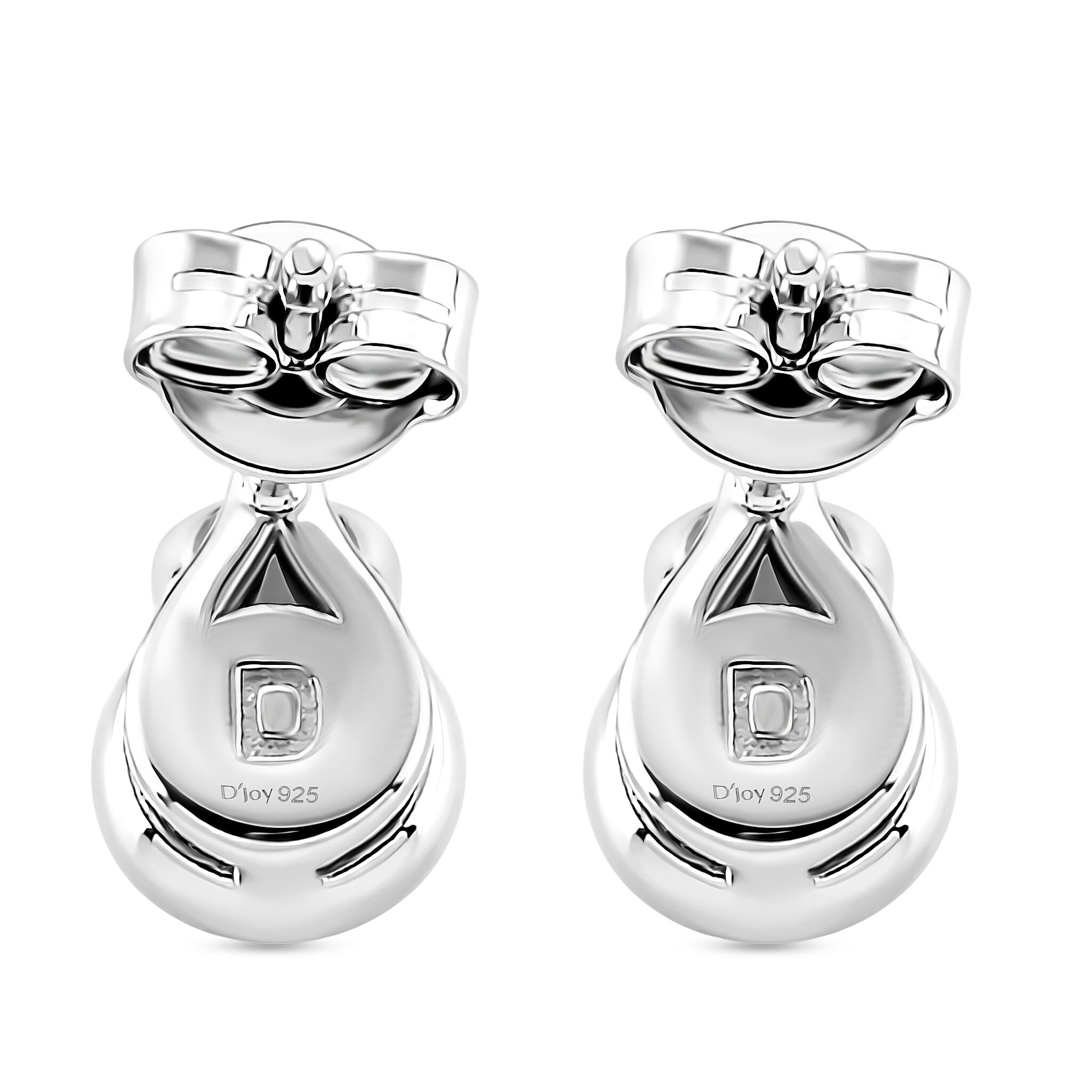 D'Joy - GRA Certified Moissanite Solitaire Stud Push Post Earring in Rhodium Overlay Sterling Silver