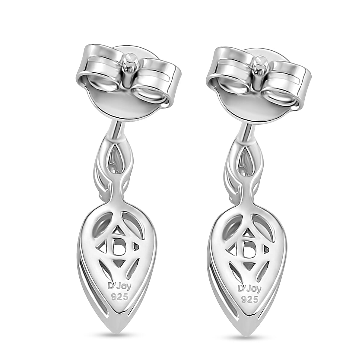 D'Joy - GRA Certified Moissanite Dangling Earring with Push Back in Rhodium Overlay Sterling Silver 1.06 Ct.