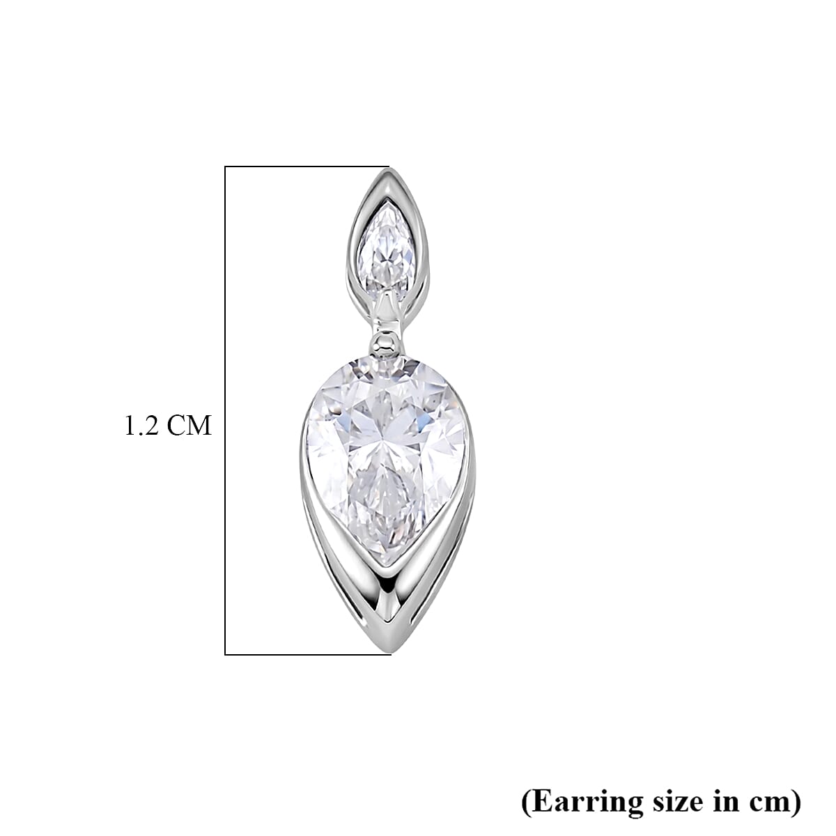 D'Joy - GRA Certified Moissanite Dangling Earring with Push Back in Rhodium Overlay Sterling Silver 1.06 Ct.