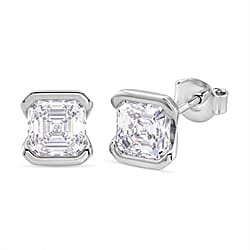 D'Joy - GRA Certified (D-VVS1) Moissanite Solitaire Stud Push Post Earring in Yellow Gold Plated Sterling Silver 2.00 Ct.