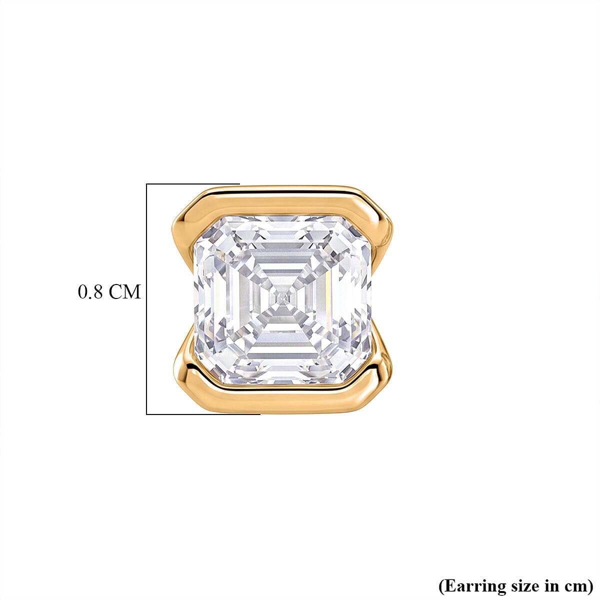 D'Joy - GRA Certified (D-VVS1) Moissanite Solitaire Stud Push Post Earring in Yellow Gold Plated Sterling Silver 2.00 Ct.