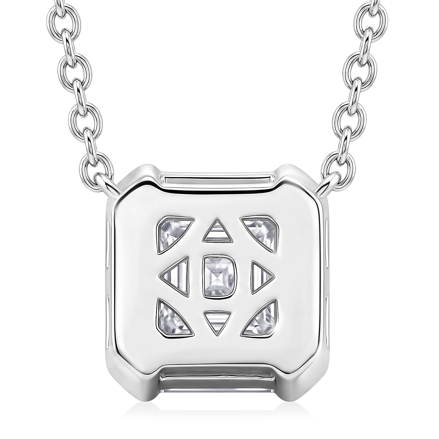 D'Joy - GRA Certified Moissanite Solitaire Necklace (Size - 18) in Rhodium Overlay Sterling Silver 2.00 Ct.