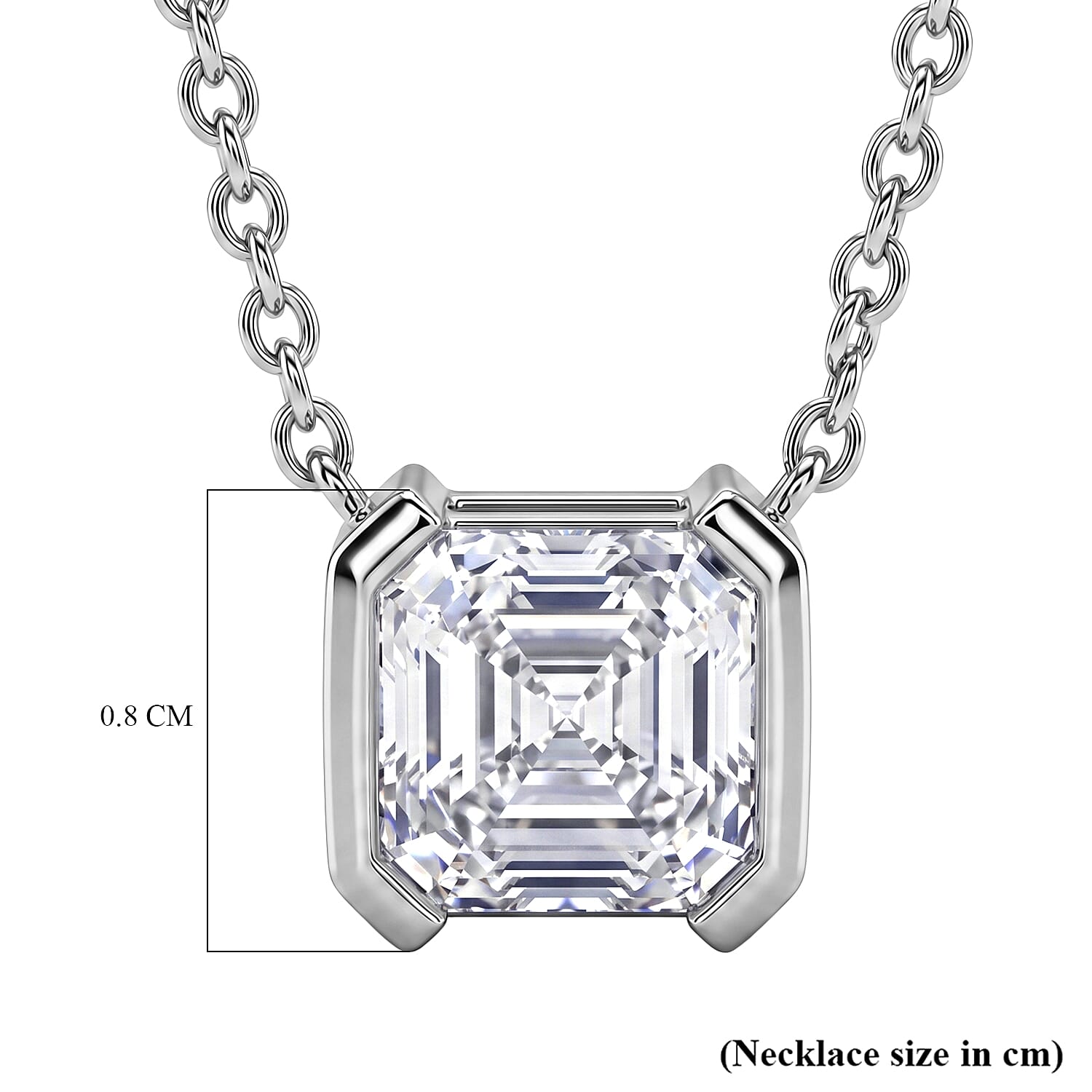 D'Joy - GRA Certified Moissanite Solitaire Necklace (Size - 18) in Rhodium Overlay Sterling Silver 2.00 Ct.