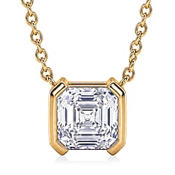 D'Joy - GRA Certified Moissanite Solitaire Necklace (Size - 18) in Yellow Gold Plated Sterling Silver 2.00 Ct.
