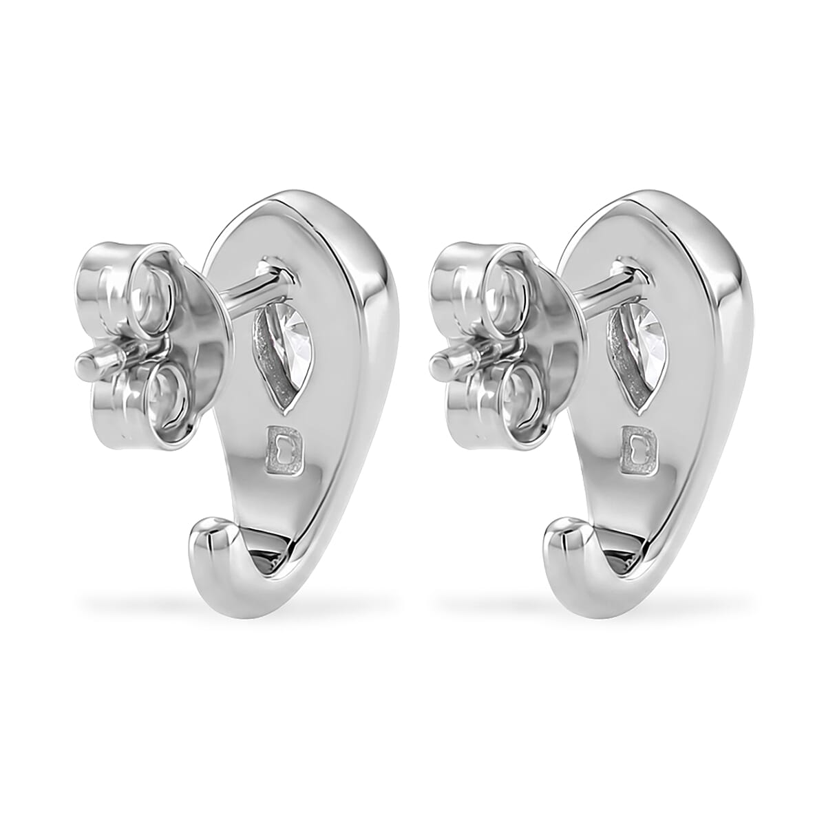 D'Joy Moissanite Solitaire Stud Push Post Earring in Rhodium OverlaySterling Silver  0.900  Ct.