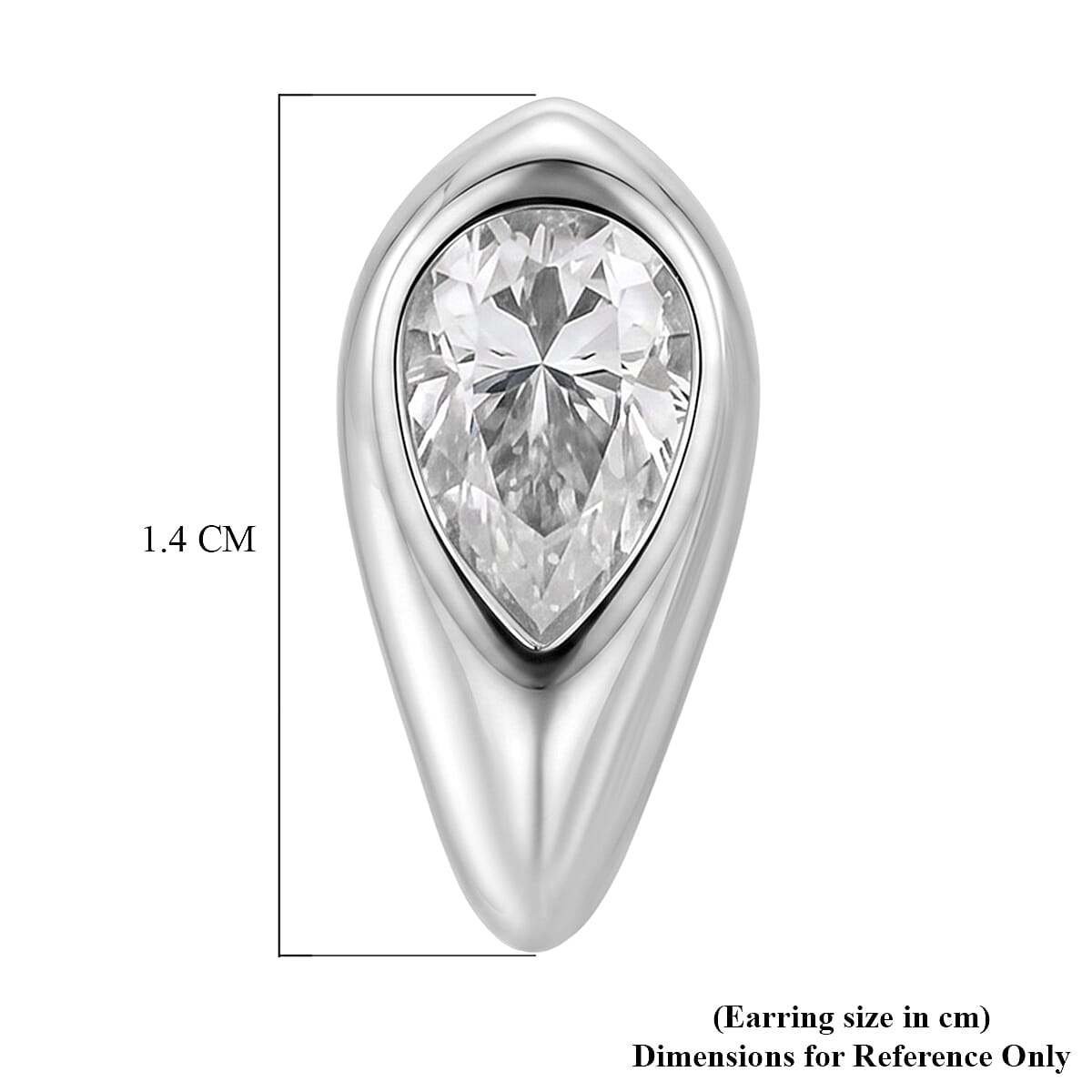 D'Joy Moissanite Solitaire Stud Push Post Earring in Rhodium OverlaySterling Silver  0.900  Ct.