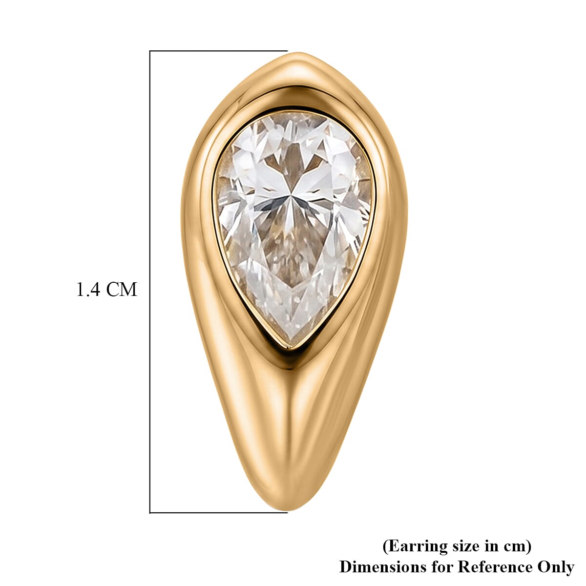 D'Joy - GRA Certified Moissanite Solitaire Stud Push Post Earring in Yellow Gold Plated Sterling Silver