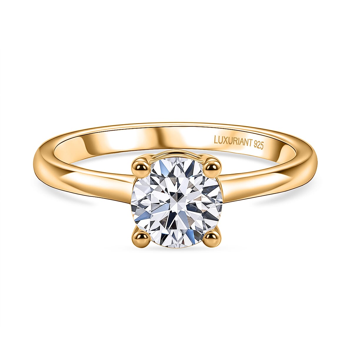 Luxuriant - Lab Grown Diamond (SI-G-H) Solitaire Ring in 18K Vermeil Yellow Gold Plated Sterling Silver 1.00 Ct.