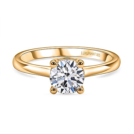 Luxuriant - Lab Grown Diamond (SI-G-H) Solitaire Ring in 18K Vermeil Yellow Gold Plated Sterling Silver 1.00 Ct.