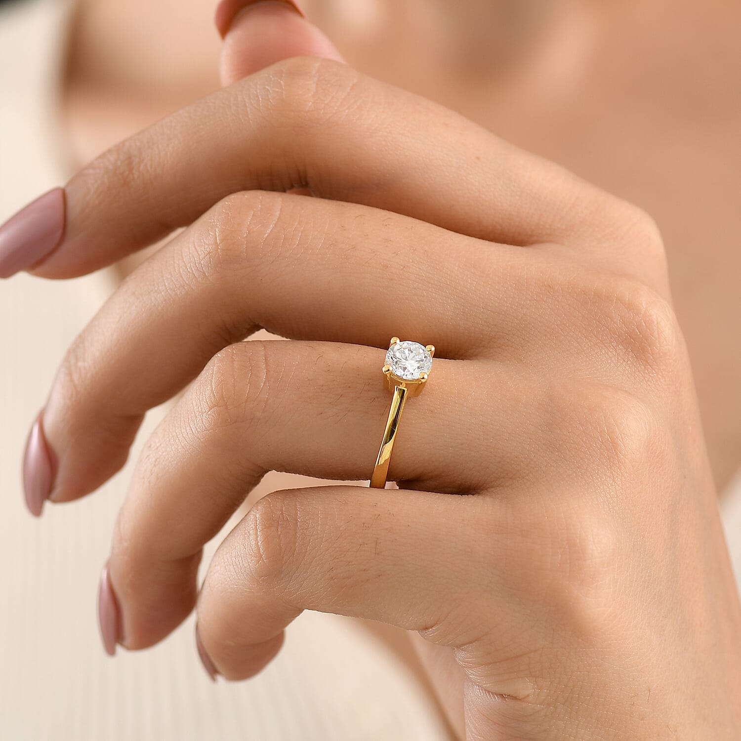 Luxuriant - Lab Grown Diamond (SI-G-H) Solitaire Ring in 18K Vermeil Yellow Gold Plated Sterling Silver 1.00 Ct.