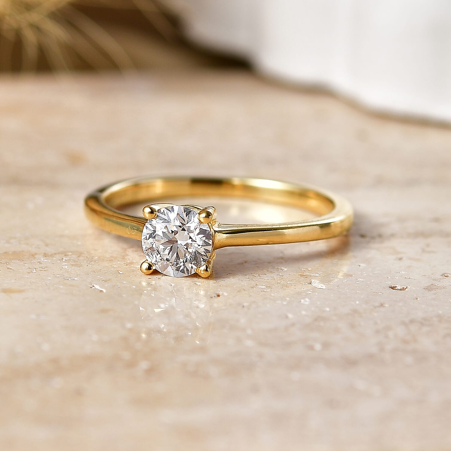 Luxuriant - Lab Grown Diamond (SI-G-H) Solitaire Ring in 18K Vermeil Yellow Gold Plated Sterling Silver 1.00 Ct.