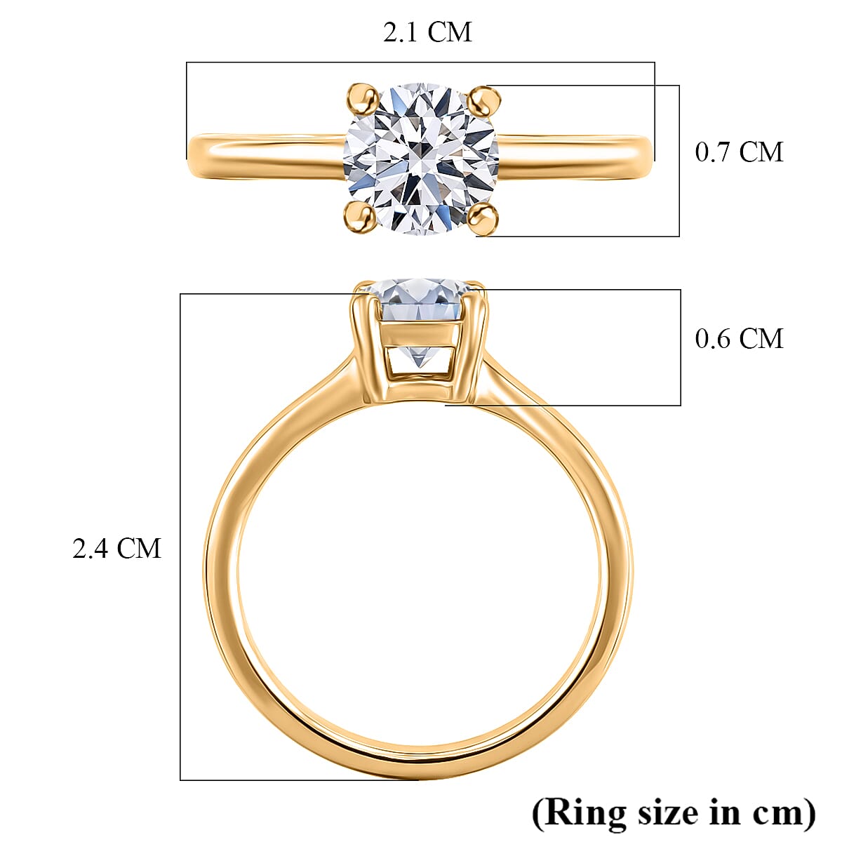 Luxuriant - Lab Grown Diamond (SI-G-H) Solitaire Ring in 18K Vermeil Yellow Gold Plated Sterling Silver 1.00 Ct.